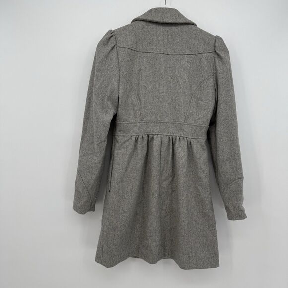 H&M Grey Wool Blend Button Front Peacoat Jacket Coat Size US 4 Preppy - Picture 6 of 11